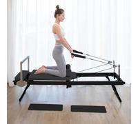 Macchina riformatrice per pilates, pieghevole, portatile, per allenamento a | Dispositivo di allenamento pieghevole portatile per pilates fino a 136 kg, 5 molle e imbottitura confortevole