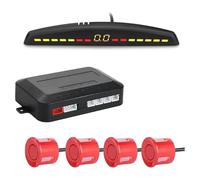 Macchina Sensori Kit Sensore Parcheggio Radar Retromarcia Posteriore Auto Display Retroilluminato 22 Mm Dispositivo Allarme Sicurezza Monitoraggio(Rosso)
