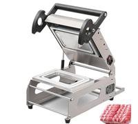Macchina sigillatrice a caldo per vassoi di carne commerciali, sigillatrice per alimenti da asporto a pressione manuale, per cibi cotti a base di bistecche, 7~8 volte al minuto,14 * 14cm