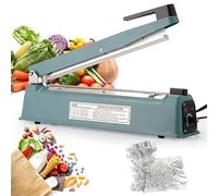 Macchina sigillatrice a impulsi, kit di sigillatura manuale portatile da 20,3 cm con timer regolabile, termosaldatrice da 300 W per sacchetti di plastica PP/PE, include filo riscaldante e nastro in