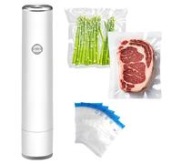 Macchina sottovuoto alimentare portatile per la conservazione e la conservazione degli alimenti compatta e il mini dispositivo sotto vuoto alimentare, con 10/20/30 sacchetti sottovuoto (bianco + 10