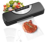 Macchina Sottovuoto Alimenti 5 in 1 con Taglierina Incorporata, Automatica Sigillatore Sottovuoto Macchina per Alimenti Secchi che Umidi con 10 Sachetti Sottovuoto e Tubo Sottovuoto