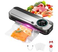 Macchina Sottovuoto Alimenti 6 in 1, Include 50 Sacchetti per Sottovuoto e 1 Tubo Per Contenitori, 75 Kpa, Sottovuoto Alimenti con Taglierina e Conto Alla Rovescia Digitale