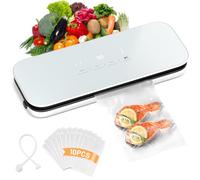 Macchina Sottovuoto Alimenti con Display Digitale, Automatica Sigillatore Sottovuoto Macchina con Taglierina Incorporata, per Alimenti Secchi che Umidi con 20 Sachetti Sottovuoto e Tubo Sottovuoto