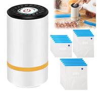 Macchina sottovuoto con 15 sacchetti sottovuoto, mini macchina sottovuoto per alimenti, macchina per sottovuoto portatile, per alimenti, mini aspirapolvere a mano USB per alimenti secchi e umidi
