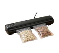 Macchina sottovuoto portatile, per conservazione a secco e umido, con 50 sacchetti sottovuoto, sistema ermetico con indicatore LED, per pane, noci, pasti e prodotti (nero)