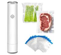 Macchina sottovuoto portatile USB, sigillatura in 5s, 1200 mAh, con sacchetti riutilizzabili, spegnimento automatico, prolunga freschezza per conservazione cibo casa e campeggio (20 x sacchetti per