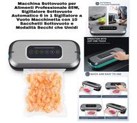 Macchina Sottovuoto x Alimenti 6 in 1 Professionale 85W, Sigillatore Sottovuoto