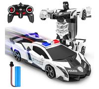 Macchina Telecomandata, 2 in 1 Macchina Radiocomandata Robot Giochi Bambini 3 4 5 6 7 8 9 10 anni, 2.4Ghz Trasformabile 360° Rotazione Polizia RC Auto Giocattolo All'aperto Regalo per Ragazzi Ragazze