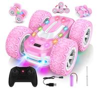 Macchina Telecomandata Bambina, 4x4 Acrobatica Macchinina con LED, RC Auto Radiocomandata Remote Control Car Giocattoli, Compleanno Regalo Bambini 6 7 8 9 10 Anni Giochi Bimba, Rosa Monster Truck