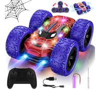 Macchina Telecomandata per Bambini 4 5 6 7 8 9 Anni, 4x4 RC Auto Radiocomandata con Luci Giochi da Giardino Esterno Interno, 360 Flip Doppio Monster Truck Spider Giocattolo Regalo Compleanno Natale