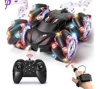 Macchina Telecomandata per Bambini, RC Stunt Car a 2.4 GHz con Controllo Gestuale 4WD Rotazione a 360° Luci e Spruzzo, Adatto come regalo per bambini dai 6 ai 12 anni sia maschi che femmine(Rosso)