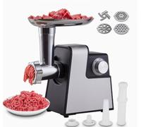 Macchina Tritacarne Elettrica 4 in 1, con 3 Dimensioni di Taglio, Sistema a 4 Lame, Accessori per Insaccare Salsicce e Fare Polpette, Monda facilmente Maiale, Manzo e Verdure come Funghi