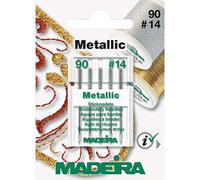 5 Madeira Stick aghi per Metallic filo piatto Pistone per macchina da cucire spessore 90/14