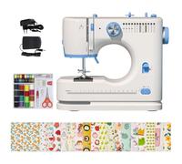Macchine da cucire, ideali per principianti, 12 punti integrati, kit da cucito base incluso, 2 pedali velocità, perfetto per l'uso domestico