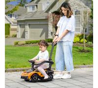 Macchinina per Bambini 2 in 1 con Maniglione e Barriera di Sicurezza, 86,5x40x89,5 cm, Arancione e Nero