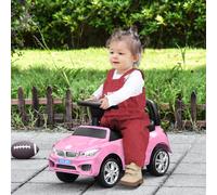 Macchinina per Bambini Cavalcabile con Volante, Fari e Musiche Integrate, Macchina per Bambini in PP e Metallo, 63.5x28x36 cm, Rosa