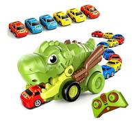 Macchinine di dinosauri telecomandate per bambini dai 3 anni in su, verde | Design magnetico, doppia velocità, gioco genitore-figlio, ABS sicuro