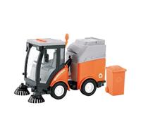 Macchinine in Metallo Pressofuso 1:16 Per Spazzatrice Stradale Camion Della Spazzatura Storia Musicale Igiene Pulizia Camion Ingegneria Fan Sport Motoristici Corsa(Orange)
