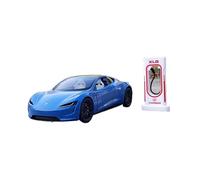 Macchinine in Metallo Pressofuso 1:24 Per Tesla R Modello Auto In Lega Suono E Luce Pull Back Auto Sportiva Decappottabile Ornamenti Auto Giocattolo Fan Sport Motoristici Corsa(Blue)