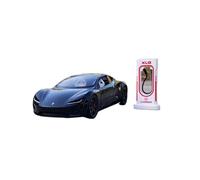 Macchinine in Metallo Pressofuso 1:24 Per Tesla R Modello Auto In Lega Suono E Luce Pull Back Auto Sportiva Decappottabile Ornamenti Auto Giocattolo Fan Sport Motoristici Corsa(Black)