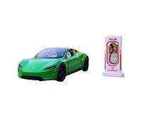 Macchinine in Metallo Pressofuso 1:24 Per Tesla R Modello Auto In Lega Suono E Luce Pull Back Auto Sportiva Decappottabile Ornamenti Auto Giocattolo Fan Sport Motoristici Corsa(Green)