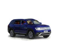 Macchinine in Metallo Pressofuso 1 32 Per Modello Pressofuso In Lega SUV Teramont Con Suono E Luce A Tirare Indietro 6 Porte Aperte Fan Sport Motoristici Corsa(Blu)