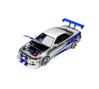 Macchinine in Metallo Pressofuso 1:64 Per Nissan Skyline GTR R34 Silver Blue FNF Modello Di Auto Sportiva In Lega Per Adulti E Amanti Delle Auto Fan Sport Motoristici Corsa