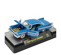 Macchinine in Metallo Pressofuso 1/64 Per Plymouth Belvedere 1958 Triple Door Design Blue Alloy Car Model Classic Sedan Metal Ornament Fan Sport Motoristici Corsa