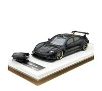 Macchinine in Metallo Pressofuso 1:64 Per Porsche Taycan Modificata Con Box Da Tetto Modello Di Auto In Resina Ornamenti Interni Realistici Fan Sport Motoristici Corsa(Black)