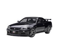 Macchinine in Metallo Pressofuso Modello Di Auto In Lega In Scala 1/18 Per Nissan Skyline GT R34 V-Spec Collezione Di Veicoli Rari In Esposizione Fan Sport Motoristici Corsa(Black)
