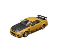 Macchinine in Metallo Pressofuso Modello In Scala 1:64 Per Nissan GTR R34 In Lega D'oro Con Copertura Nera Modello Dettagliato Costruire E Esporre Fan Sport Motoristici Corsa