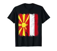 Macedonia del Nord Austria Mezza Bandiera Macedone del Nord Austria Maglietta