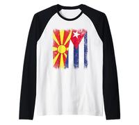Macedonia del Nord Cuba Mezza Bandiera Macedone Cuban Heritage Maglia con Maniche Raglan