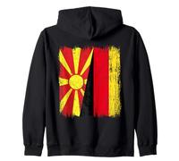 Macedonia del Nord Germania Mezza Bandiera Macedone del Nord Tedesco Felpa con Cappuccio