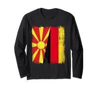 Macedonia del Nord Germania Mezza Bandiera Macedone del Nord Tedesco Maglia a Manica