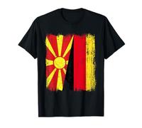 Macedonia del Nord Germania Mezza Bandiera Macedone del Nord Tedesco Maglietta