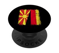 Macedonia del Nord Germania Mezza bandiera Macedone del Nord Tedesco PopSockets PopGrip Adesivo