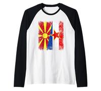 Macedonia del Nord Jugoslavia Mezza Bandiera Macedone Jugoslava Maglia con Maniche Raglan