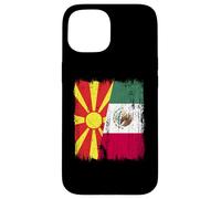 Macedonia del Nord Messico Mezza bandiera Patrimonio messicano macedone Custodia per iPhone 15