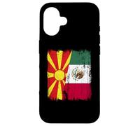 Macedonia del Nord Messico Mezza bandiera Patrimonio messicano macedone Custodia per iPhone 16
