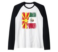 Macedonia del Nord Messico Mezza Bandiera Patrimonio Messicano macedone Maglia con Maniche Raglan