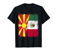 Macedonia del Nord Messico Mezza Bandiera Patrimonio Messicano macedone Maglietta