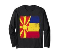 Macedonia del Nord Romania Mezza Bandiera Macedone Rumeno Maglia a Manica