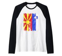 Macedonia del Nord Slovenia Mezza bandiera Macedone Sloveno Maglia con Maniche Raglan