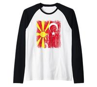 Macedonia del Nord Turchia Mezza Bandiera Turchia Turchia Macedone Maglia con Maniche Raglan
