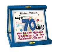 Macedonia TARGHETTA Trofeo 70 Anni Glitter Gadget Idea Regalo Festa 70° Compleanno Targa