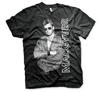 MacGyver Licenza Ufficiale Cool Maglietta Mezze Maniche (Nera), Medium