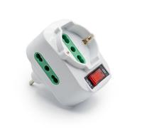 Mach Power Adattatore Multipresa Tripla Schuko con Spina Rotante 10A, 2 Prese 16A Bipasso 2P+T + 1 Presa Schuko, Protezione Sovraccarico e Interruttore (MP-SA1080R)