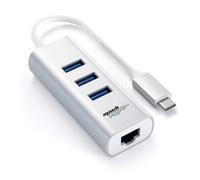 Mach Power Adattatore USB-C a Ethernet Gigabit + Hub 3 Porte USB 3.0 5Gbps in Alluminio - Compatibile con MacBook, PC Windows, Tablet e Chromebook (IT-HUB3P1G1UC)